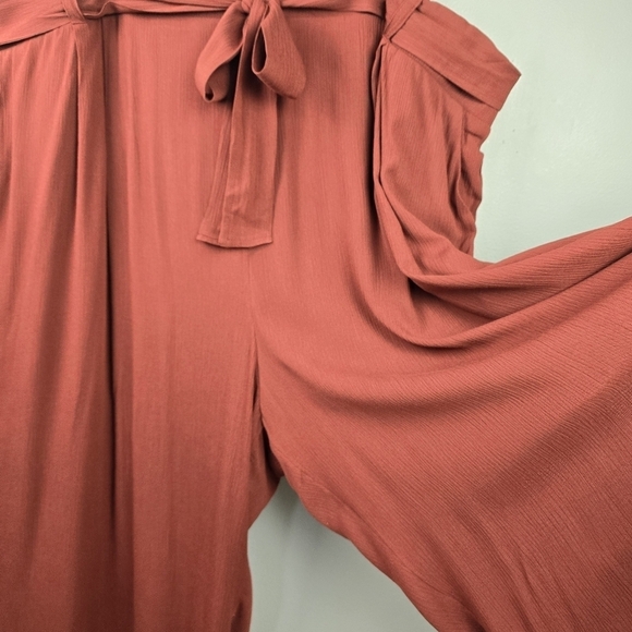 TORRID Crop Flowy‎ Wide Leg Gauze Mid-Rise Tie-Front Pants Brown Womens Sz 6X - Picture 8 of 14